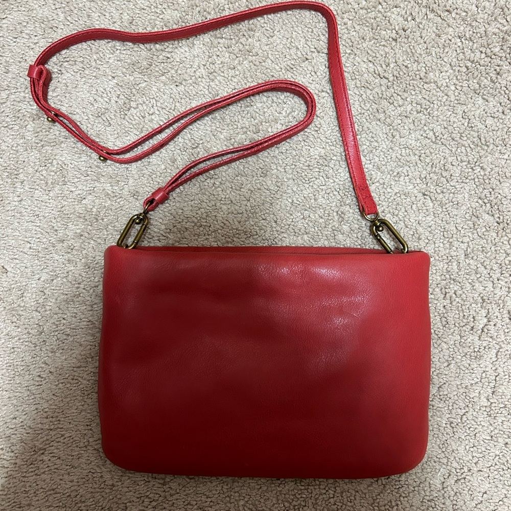 Madewell Red Faux Leather Crossbody Bag